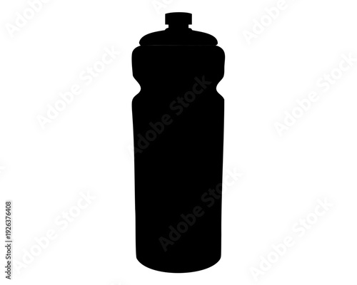 Silhouette of reusable water bottle with cap suitable for sports usage