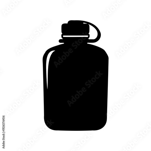 Silhouette of a black military canteen water bottle with a screw cap