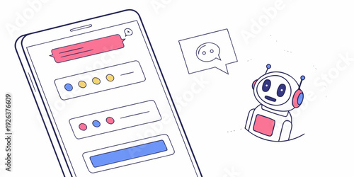 Smartphone app interface with a friendly robot assistant for user interaction