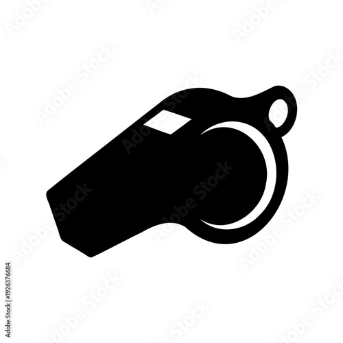 black and white graphic illustration of a sports or referee whistle
