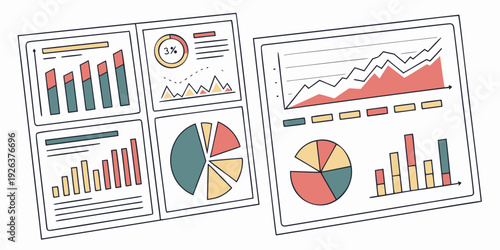Colorful infographic charts and graphs collection for data visualization and presentations