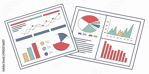 Diverse charts and graphs illustrating data analysis and statistical comparisons