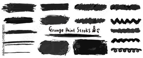 見出しやハイライト用のグランジ調の筆跡素材。筆の質感を残した荒々しい手書きのテクスチャ。モノクロの背景。