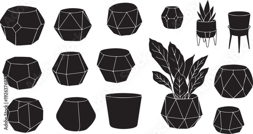 Geometric Plant Pots and Containers in Black and White
