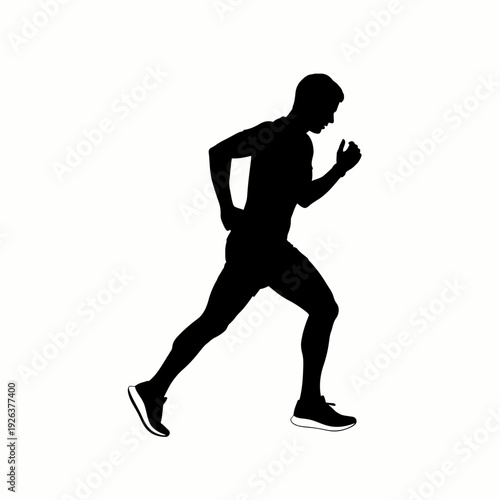 Silhouette of a Runner in Action, Showcasing Speed and Motion