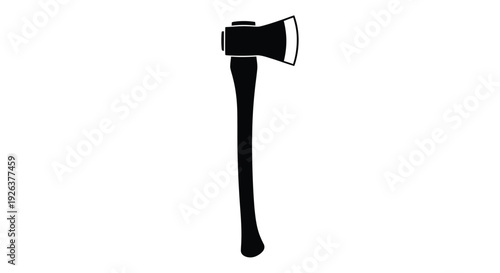 A black axe depicted in a simple striking silhouette