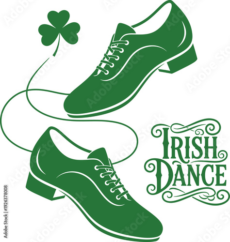 Irish Dance Shoes with Shamrock St Patricks Day Vector Illustration