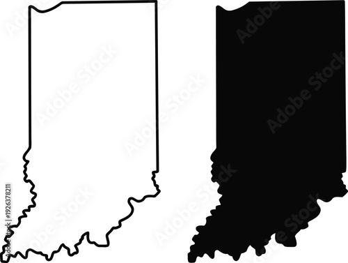 Black and white indiana state map outline