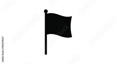 A simple black flag waving on a pole stark silhouette