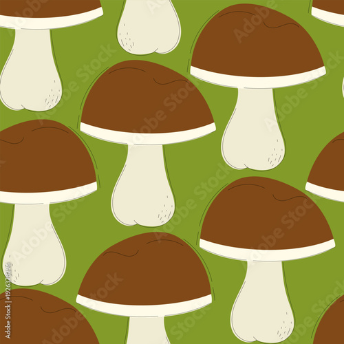 Seamless pattern with porcini mushrooms