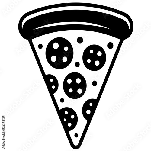 A black and white drawing of a slice of pizza