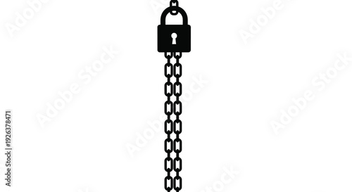 Black padlock and chain graphic a security representation silhouette