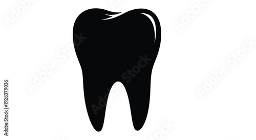 Simple black silhouette of a human molar tooth against a white background