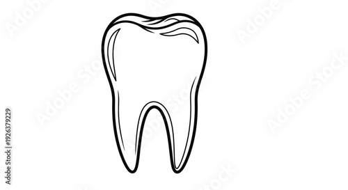 Simple black and white line drawing of a single human tooth isolated on white