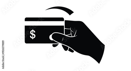 Black silhouette of a hand swiping a credit card at a point of sale