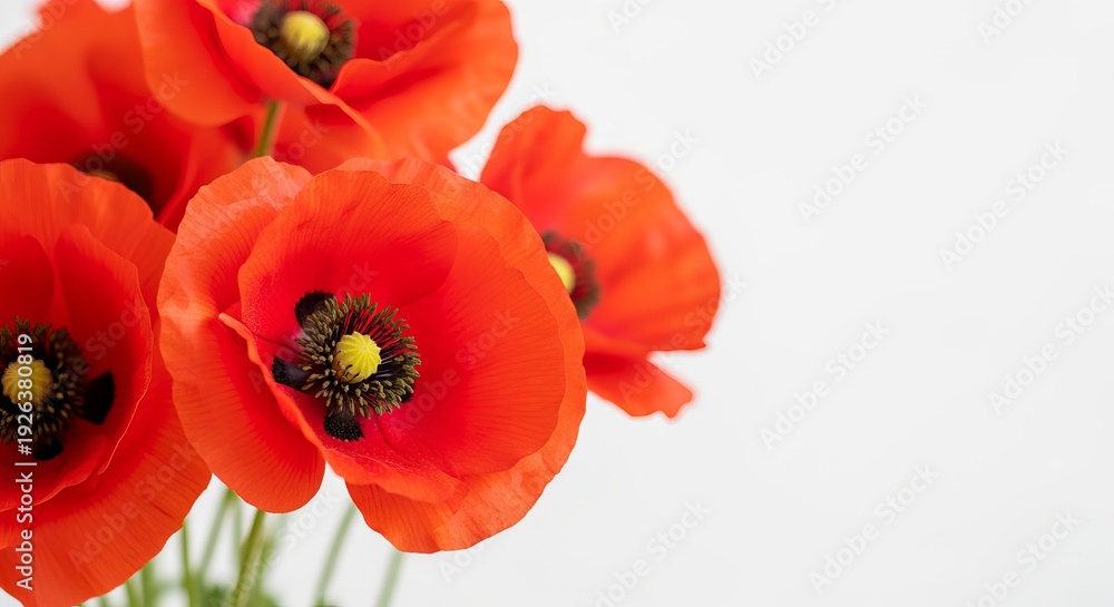 Obraz premium Close-Up of Vibrant Poppy Flowers in Bloom, Captivating Colors and Textures in Macro Photography