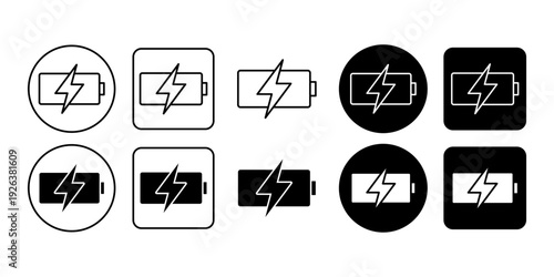 Battery Charging Icon Power Energy Level Indicator Symbol Collection