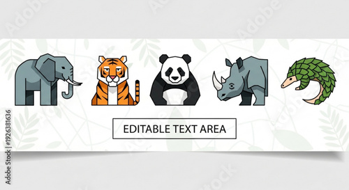 Vibrant animal icons for conservation and wildlife projects
