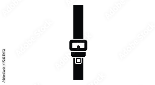 Black seatbelt buckle graphic vertically oriented simple silhouette