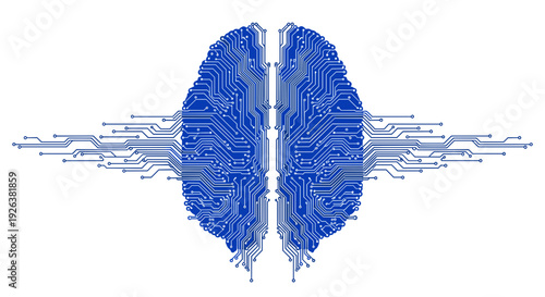 Blue Brain Circuitry Illustration Design Element.