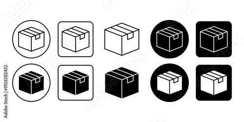 Box Package Icon Shipping Delivery Parcel Logistics Symbol Set