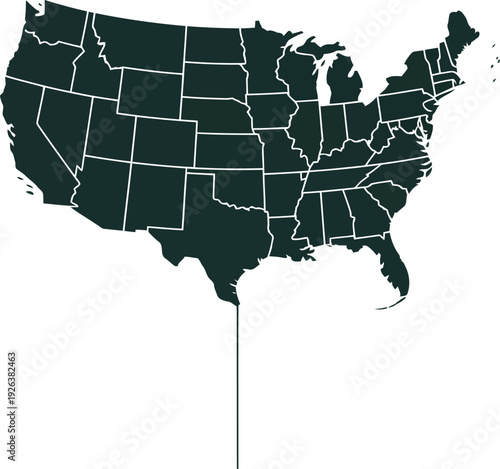 Map of the united states with state borders