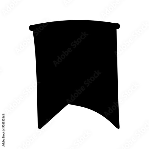 Black Silhouette of an Award Banner or Flag with Decorative Elements