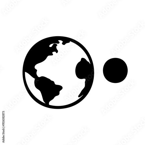 Simple graphic of the Earth with a second circle representing a moon