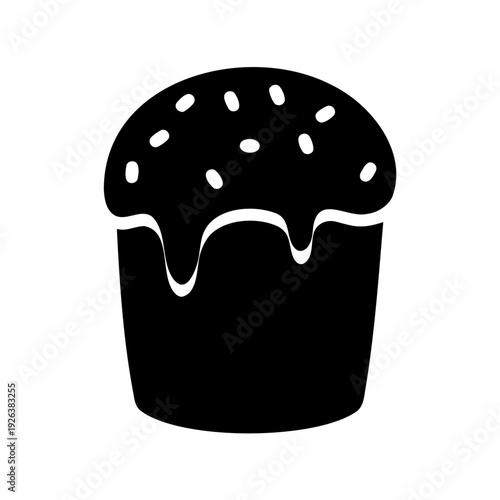 Black and white graphic representation of a traditional Easter cake with sprinkles
