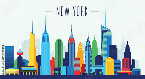 Vibrant New York City skyline with iconic skyscrapers