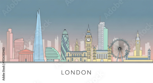 Vibrant London cityscape with iconic landmarks and modern architecture
