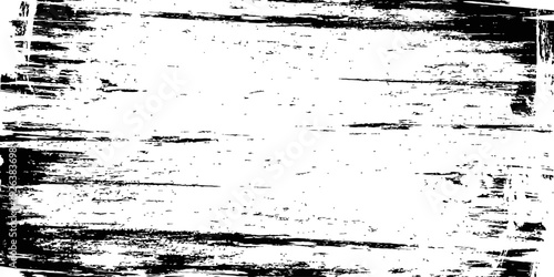 Black and white grunge texture overlay vector background with scratched distressed brush strokes and vintage decay effect