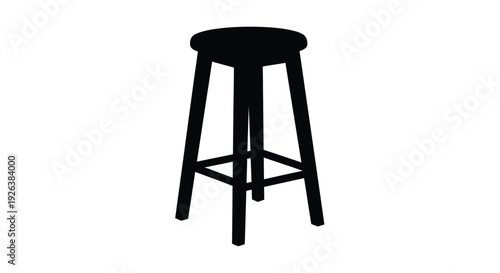 A simple black stool is prominently displayed as a silhouette