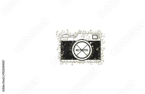 Wildflower Camera Prohibition Sign Sticker Silhouette. Opt-Out Era and Digital Detox Concept Mindful Lifestyle Vector.