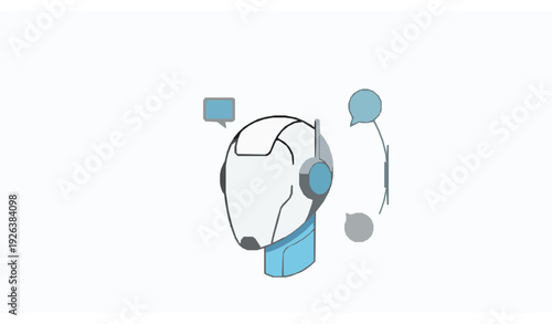 Artificial intelligence robot head generating speech sound waves AI voice synthesis concept vector illustration
Keywords:
