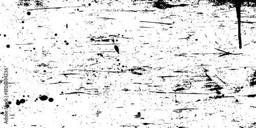 Black Grunge Distressed Texture Overlay Vector Background with Horizontal Scratches Ink Splatters and Dirty Dust Effect