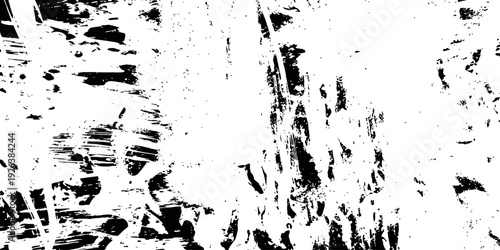 Abstract black and white grunge texture distressed background with paint strokes and dirty urban scratches vector overlay