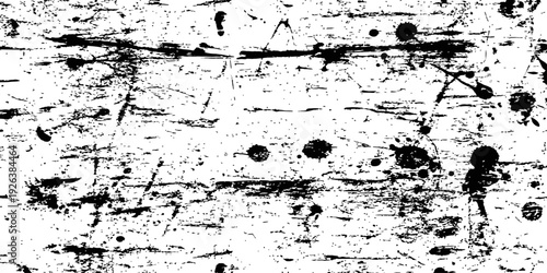 Seamless Black and White Grunge Texture Background with Paint Splatters and Scratches