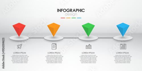 Timeline infographics template for presentations and business concept charts with 3 options.