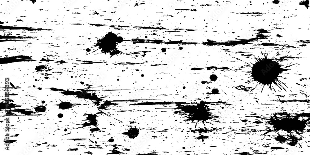 Fototapeta premium Grunge Ink Splatter and Scratch Texture Vector Background Black and White Distressed Overlay