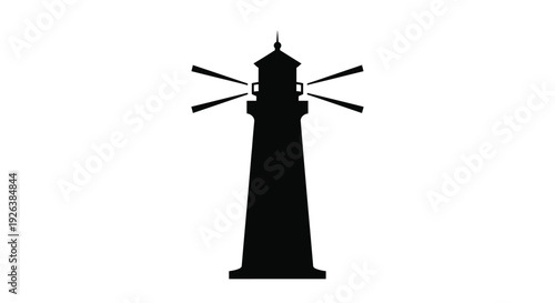 Black lighthouse against a white background a striking silhouette