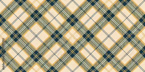 A close-up view of a textured plaid fabric with intricate geometric patterns and color variations Vector