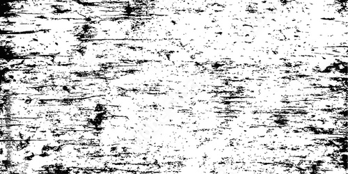 Black and white distressed grunge vector texture Rough surface overlay with scratches and wood grain effect
