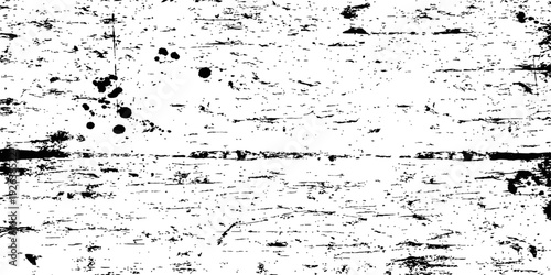 Black and White Grunge Distressed Texture Overlay Vector Background with Scratches and Ink Splatter