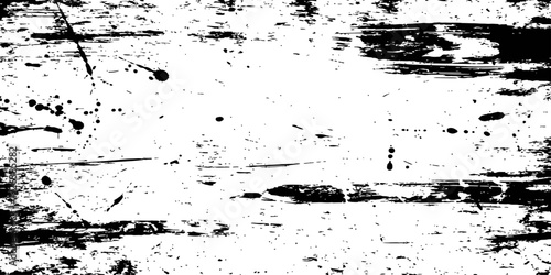 Black and white grunge texture vector with ink splatters distressed background overlay brush strokes and scratches