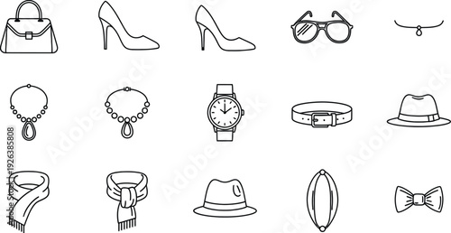 vector set of beach accessories
