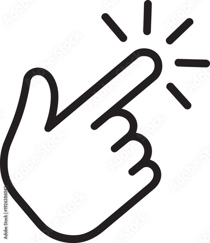 Active clicking hand pointer top left line icon hyperlink burst