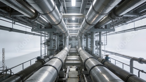 Industrial piping system in facility