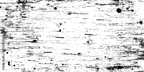 Black and White Grunge Texture Vector Overlay Distressed Background Horizontal Scratches and Ink Splatter Design Element