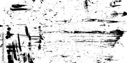 Abstract Grunge Vector Texture Black Paint Splatter and Dry Brush Strokes Distressed Background Element